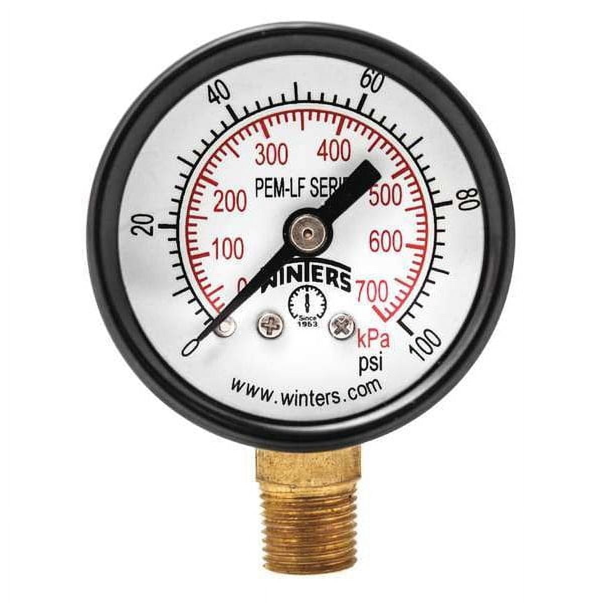 Winters Gauge,Pressure,1-1/2in.,0 to 100 psi PEM1320LF - Walmart ...