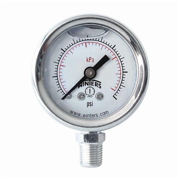 Winters Pressure Gauge,1-1/2" Dial Size,Silver PFQ1213