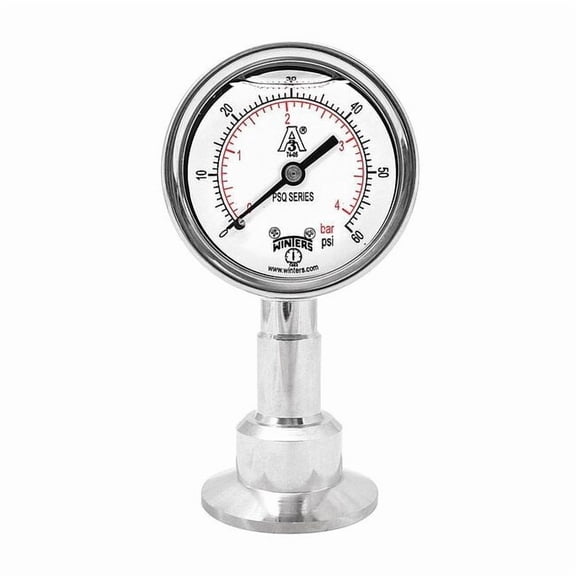 Winters Pressure Gauge,2-1/2" Dial Size,Silver PSQ15804