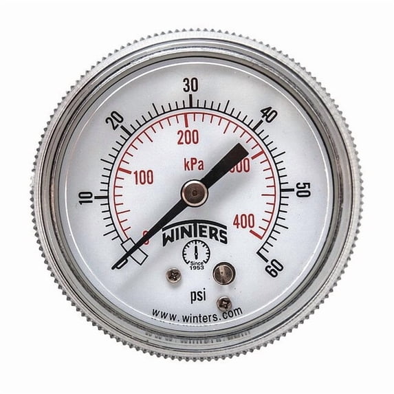 Winters Pressure Gauge,2" Dial Size,Black P9U901404UC