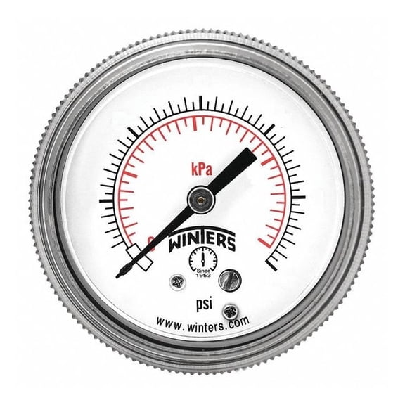 Winters Pressure Gauge,3-1/2" Dial Size,Black P9S901461