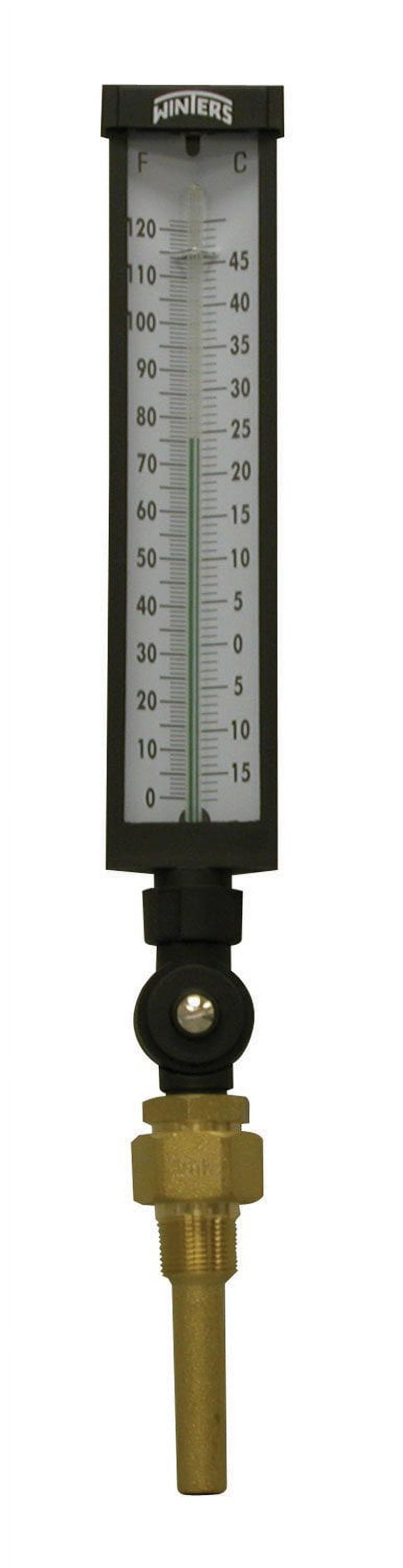 Winters TIM Series Dual Scale Valox Industrial 9IT Thermometer, 3-1/2" Stem, 3/4" NPT with Thermowell, 0-120 F/C Range