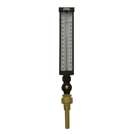 Winters TIM Series Dual Scale Valox Industrial 9IT Thermometer, 3-1/2" Stem, 3/4" NPT with Thermowell, 0-120 F/C Range