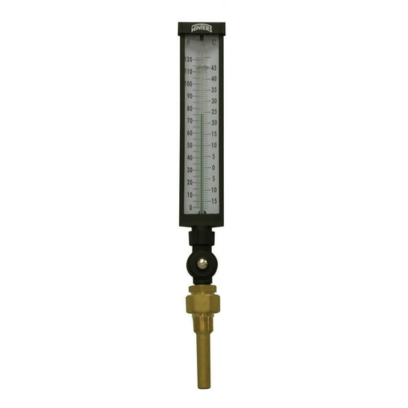 Winters TIM Series Dual Scale Valox Industrial 9IT Thermometer, 3-1/2" Stem, 3/4" NPT with Thermowell, 0-120 F/C Range
