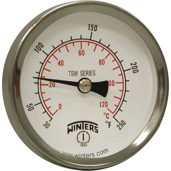Winters TSW174LF Well Hot Water Thermometer, 1/2" NPT, 30 to 250 degrees F, ±1% accuracy CA1