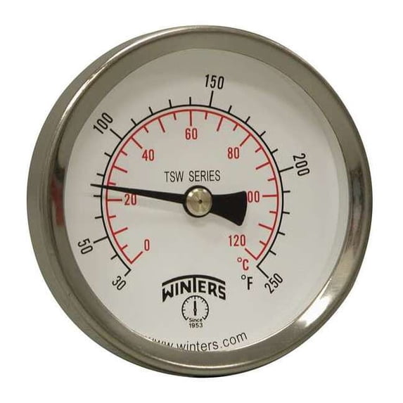 Winters Thermometer,30 to 250 deg F,1/2" NPT TSW174-2LF.