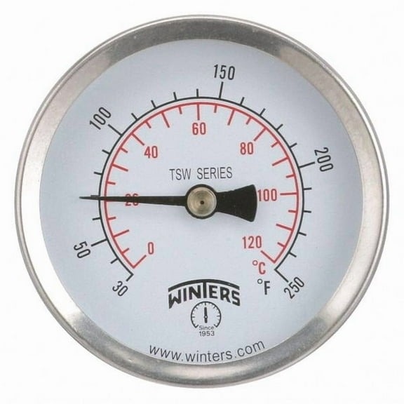 Winters Thermometer, Analog, 30-250 deg, 1/2in NPT TSW174LF.
