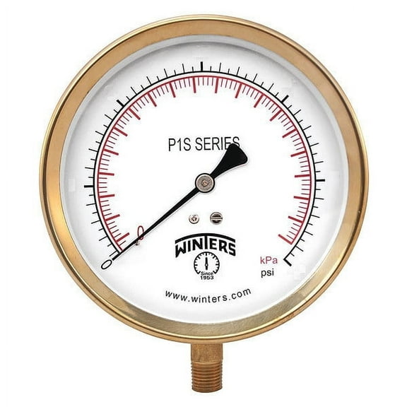 Winters Vacuum Gauge,3-1/2" Dial Size,Black P1S560