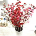 thumbnail image 1 of Wintersweet Plum Blossom Artificial Flowers Fake Cherry Silk Plants Party Wedding Home Decor(Rose Red, 5Pcs/Pack), 1 of 6