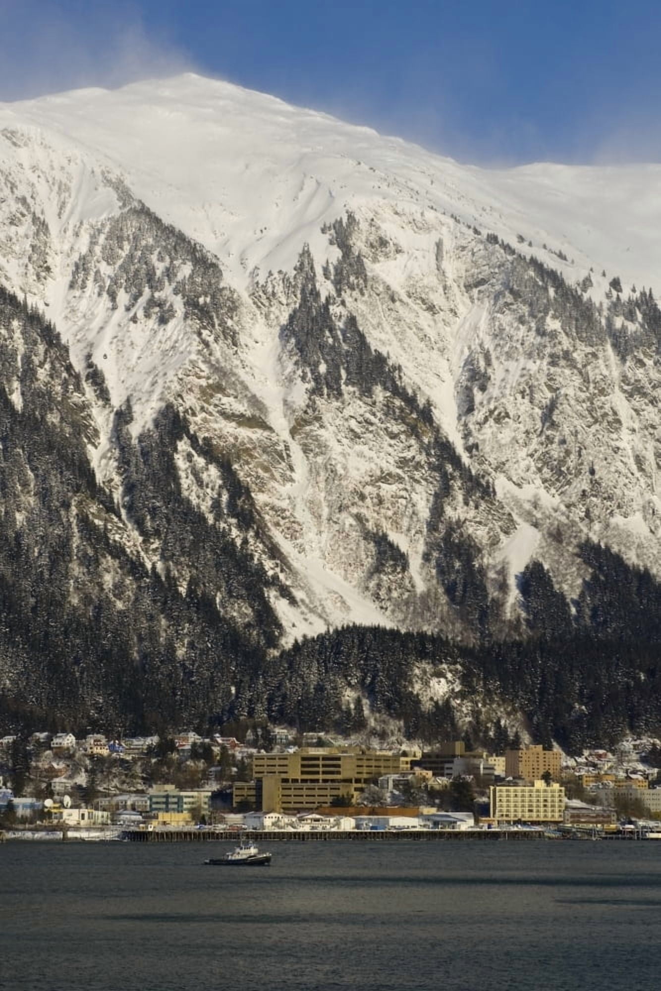 Wintertime View Of Juneau And Gastineau Channel In Southeast Alaska Canvas Art - Mark Kelley Design Pics (22 x 34)