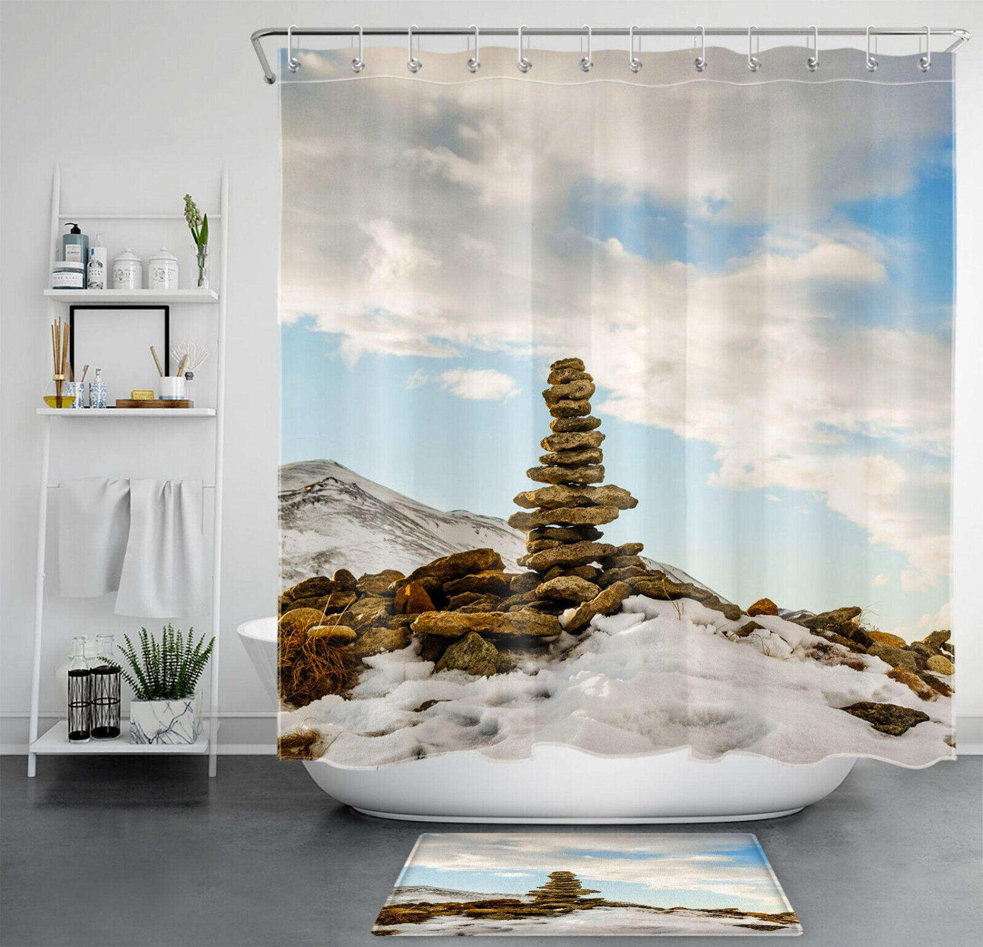 Wintertime Wilderness Rustic Snowy Mountain Shower Curtain for Your