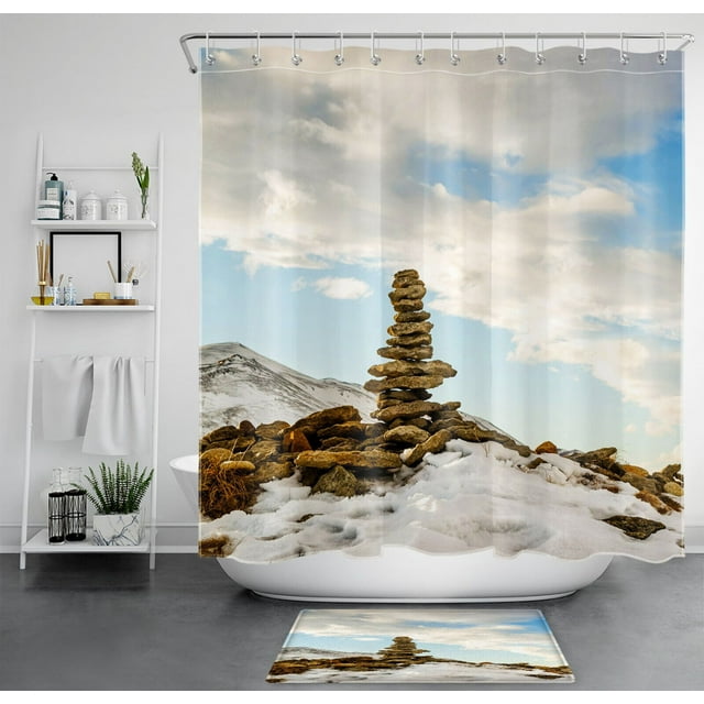Wintertime Wilderness Rustic Snowy Mountain Shower Curtain for Your