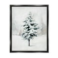 thumbnail image 1 of Wintery Snow Tree Scene Holiday Graphic Art Jet Black Framed Art Print Wall Art, 1 of 6
