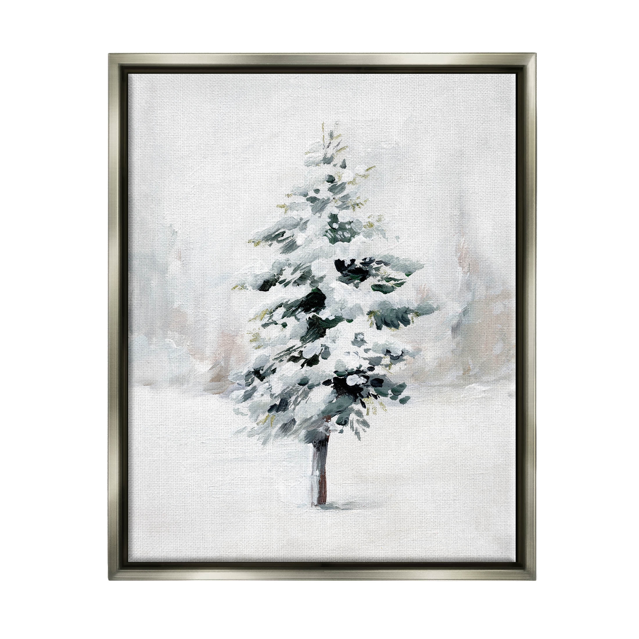 Wintery Snow Tree Scene Holiday Graphic Art Luster Gray Framed Art Print Wall Art