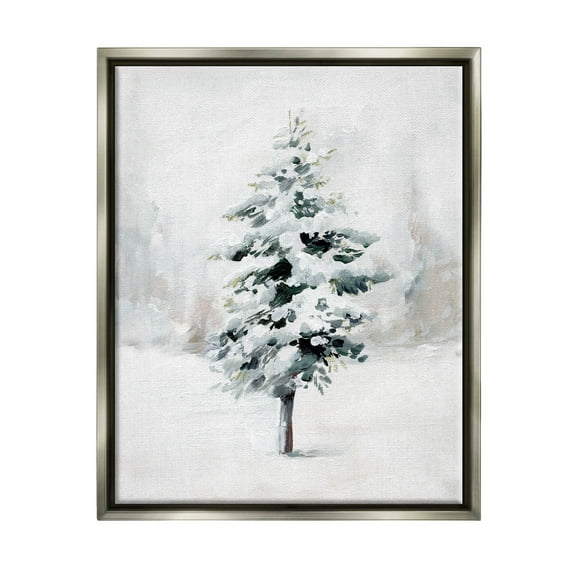 Wintery Snow Tree Scene Holiday Graphic Art Luster Gray Framed Art Print Wall Art