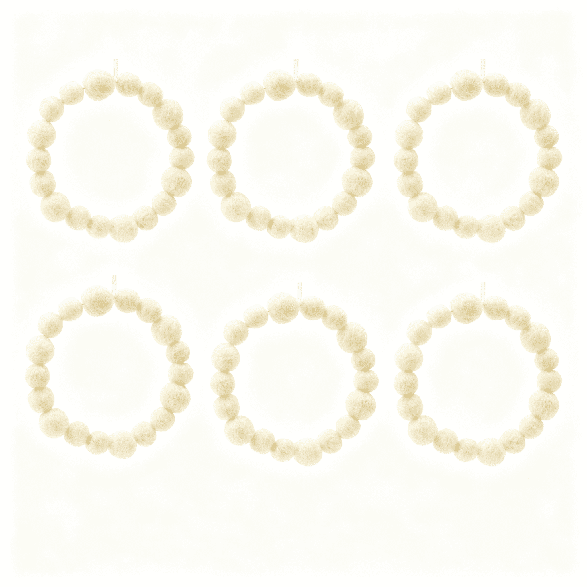 Wintery White Boiled Wool Wreath with Hanger 6.7 Inch Festive Christmas Tree Branch Accent Decor