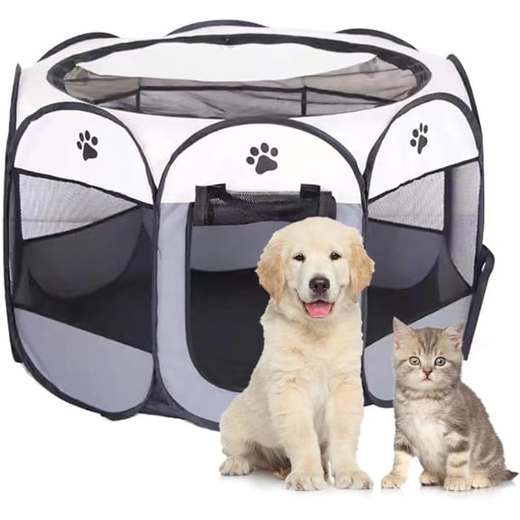 Wintfarm Portable Pet Playpen, Dog Playpen Foldable Pet Exercise Pen Tents Cat House Playground for Puppy Kitten Indoor Outdoor Travel Camping Use