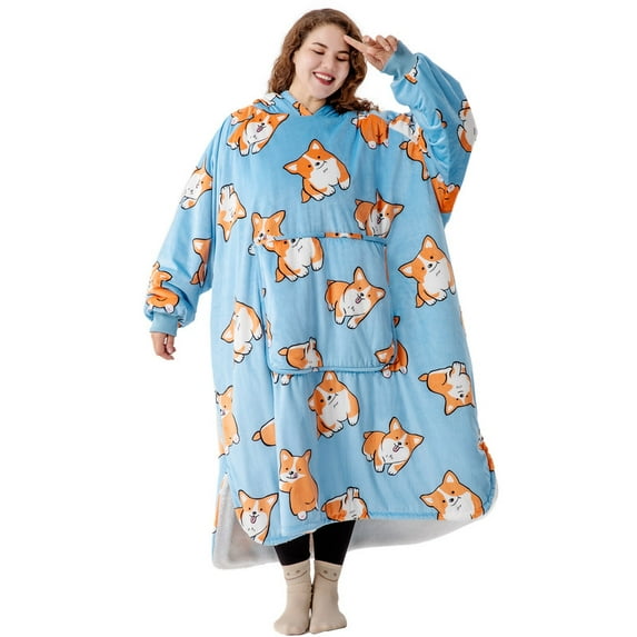 Winthome Extra Thick Wearable Blanket Hoodie Double Warm Supper Cozy Sweatshirt for Adults Men Women Wife, Soft Fuzzy Hooded Sherpa Lounging Warm Gift XL Oversized