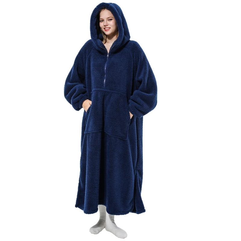 Wearable Zippered Hooded Slacker Blanket In Autumn And Winter