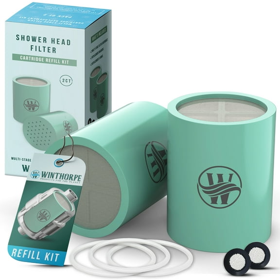 Winthorpe Shower Filter - 99.99% Chlorine Removal, Long Lasting Shower Head Filter for Colored Hair, No Fillers, Premium Shower Water Filter Solution (2 Pack)