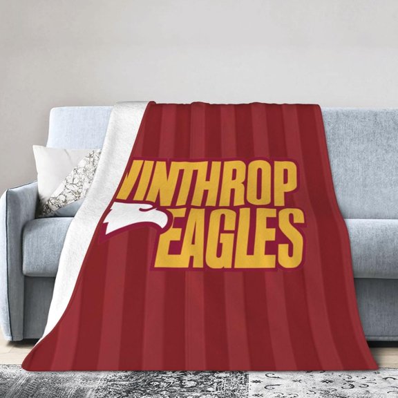 Winthrop A University Logo Fleece Blanket, Very Soft Microfiber Flannel Blanket for Couch Warm and Cozy for All Seasons