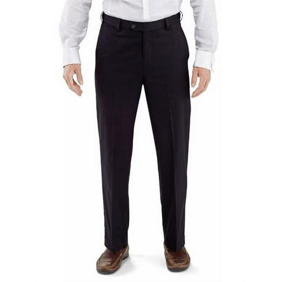 Winthrop & Church 46 Waist x 30 Inseam Mens Plain Front Cotton Trouser, Navy
