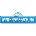 thumbnail image 1 of Winthrop MA Massachusetts Beach Street Sign | Indoor/Outdoor | Surfer Ocean Lover Décor For Beach House Garages Living Rooms Bedroom | Signmission Personalized Gift, 1 of 5