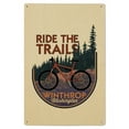 thumbnail image 1 of Winthrop, Washington, Ride the Trails, Mountain Bike Scene, Contour Birch Wood Wall Sign (6x9 Rustic Home Decor, Ready to Hang Art), 1 of 5