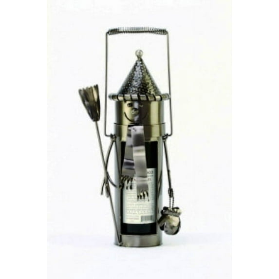 Wintry Fun Snowman Decorative Polished Metal Wine Bottle Holder Caddy