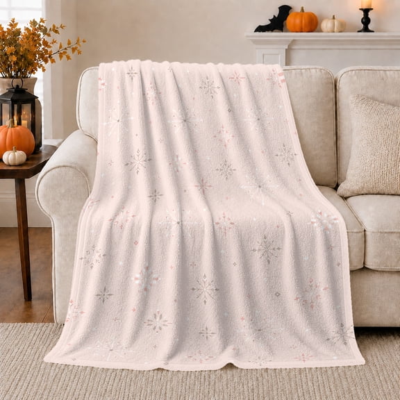 Wintry Snowflake Patterns Bring Elegance Your Living Room, Festive Holiday Scene, Warm Flannel Blanket for Living Room and Reading Nook, Art Lovers Friendship Gift, Artistic Home Decor
