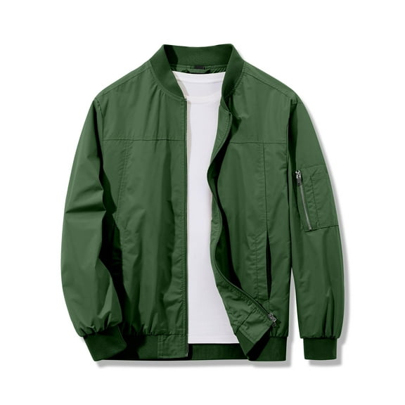 Bomber Jacket Mens Windproof Casual Windbreaker Softshell Zip Up Fashion Work Dress Winter Coat with Pockets Army Green XXXL