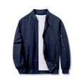 thumbnail image 1 of Bomber Jacket Mens Windproof Casual Windbreaker Softshell Zip Up Fashion Work Dress Winter Coat with Pockets navy blue XL, 1 of 9