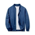thumbnail image 1 of Bomber Jacket Mens Windproof Casual Windbreaker Softshell Zip Up Fashion Work Dress Winter Coat with Pockets royal blue XXXL, 1 of 9