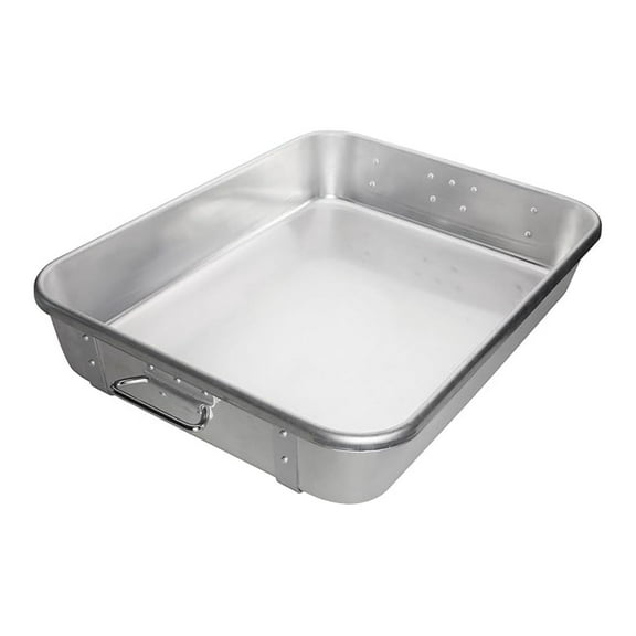 Winware Aluminum Roast Pan 18x24x4.5 Inch - Heavy Duty Double Roaster Combination Pan - Professional Grade Aluminum Roasting Pan with Protective Straps