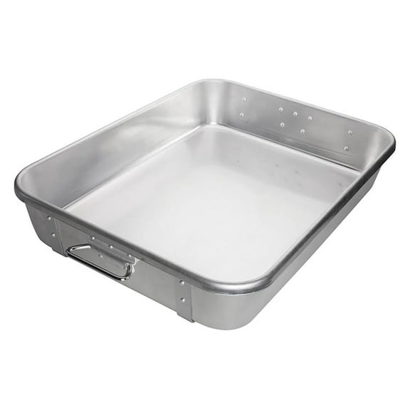 Winware Aluminum Roast Pan 18x24x4.5 Inch - Heavy Duty Double Roaster Combination Pan - Professional Grade Aluminum Roasting Pan with Straps