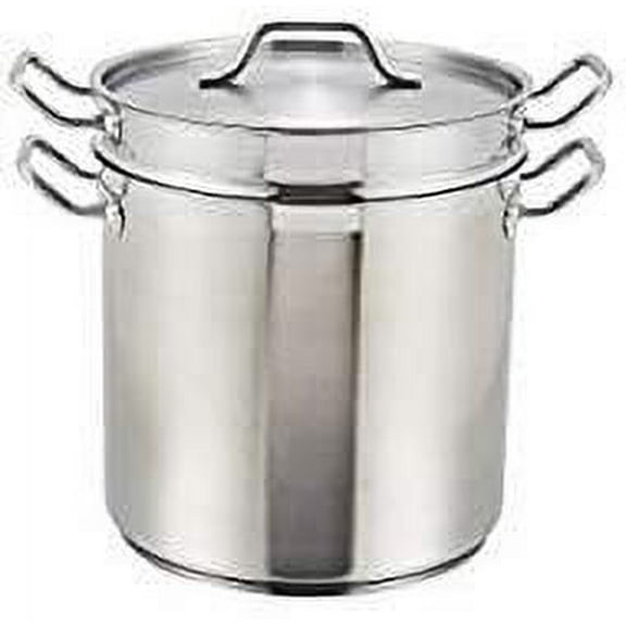 Winware by Winco Stainless Double Boiler With Cover 16 Quart