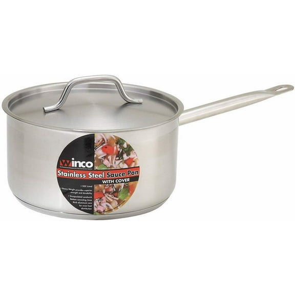 Winware by Winco Stainless Steel Sauce Pan with Cover 6 Quart