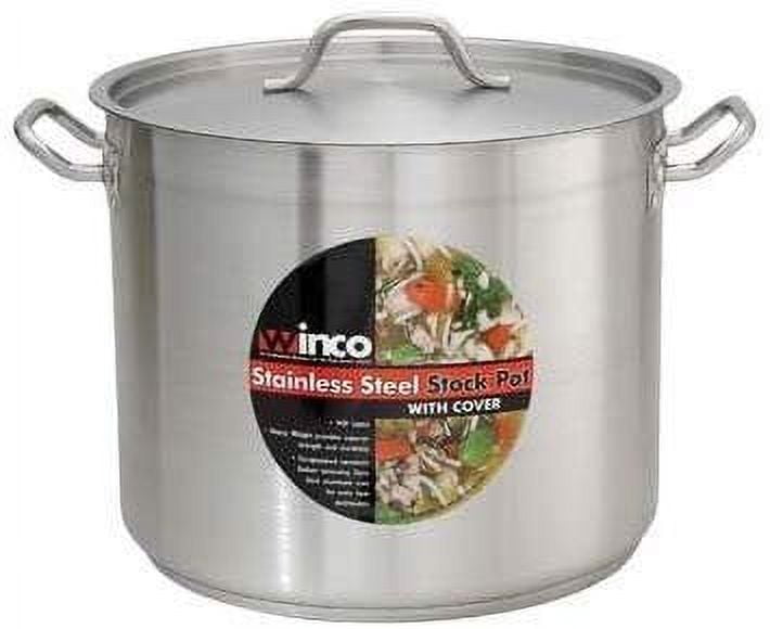 Winco 32 Quart Stainless Steel Stock Pot with Cover