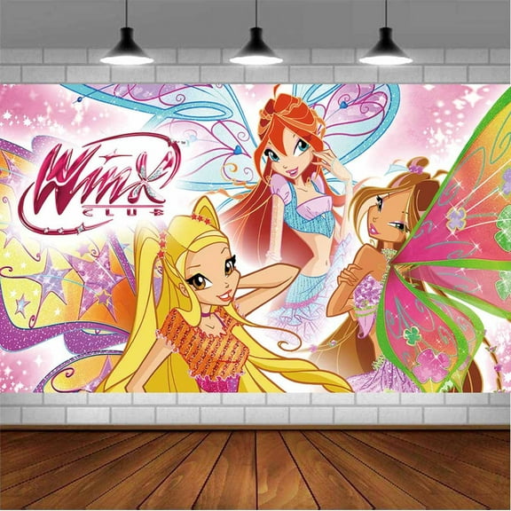 Winx Club Backdrop Banner Party Supplies Poster Movie Theme Background for Photography Birthday Decorations