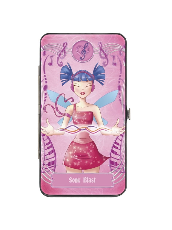 Winx Club Wallet, Hinged, Winx Club Musa Sonic Blast Pose and Title Logo Pinks, Vegan Leather