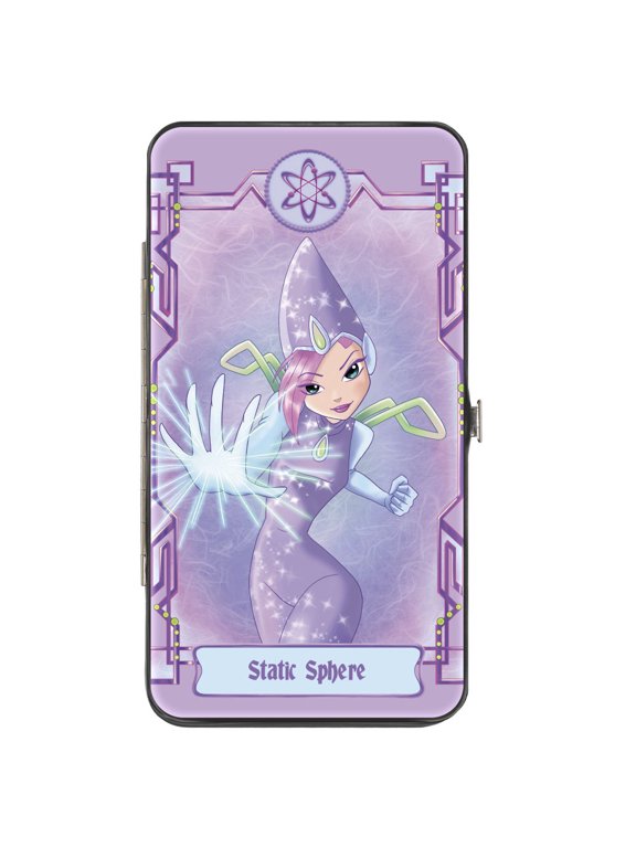 Winx Club Wallet, Hinged, Winx Club Tecna Static Sphere Pose and Title Logo Lavenders, Vegan Leather