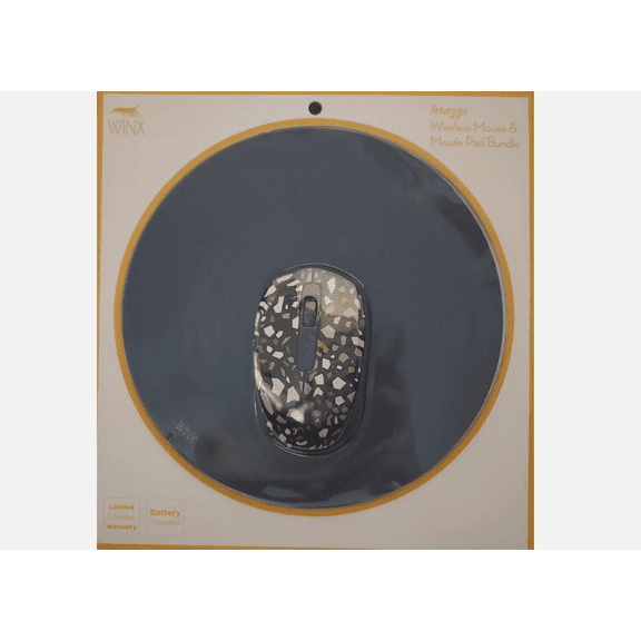 Winx Navy Blue Terazzo Wireless Mouse and Mouse Pad Bundle