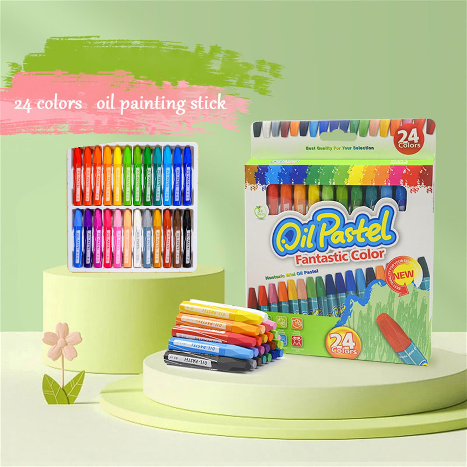WinysinOil Pastels 24 Assorted Colors Art Crayon Oil Paint Sticks Soft