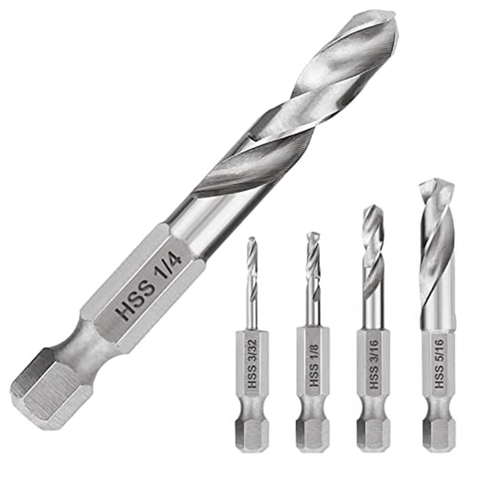 Winyuyby 1/4 Hex Drill Bit Set 5PCS Stubby Drill Bit Set for Metal M2