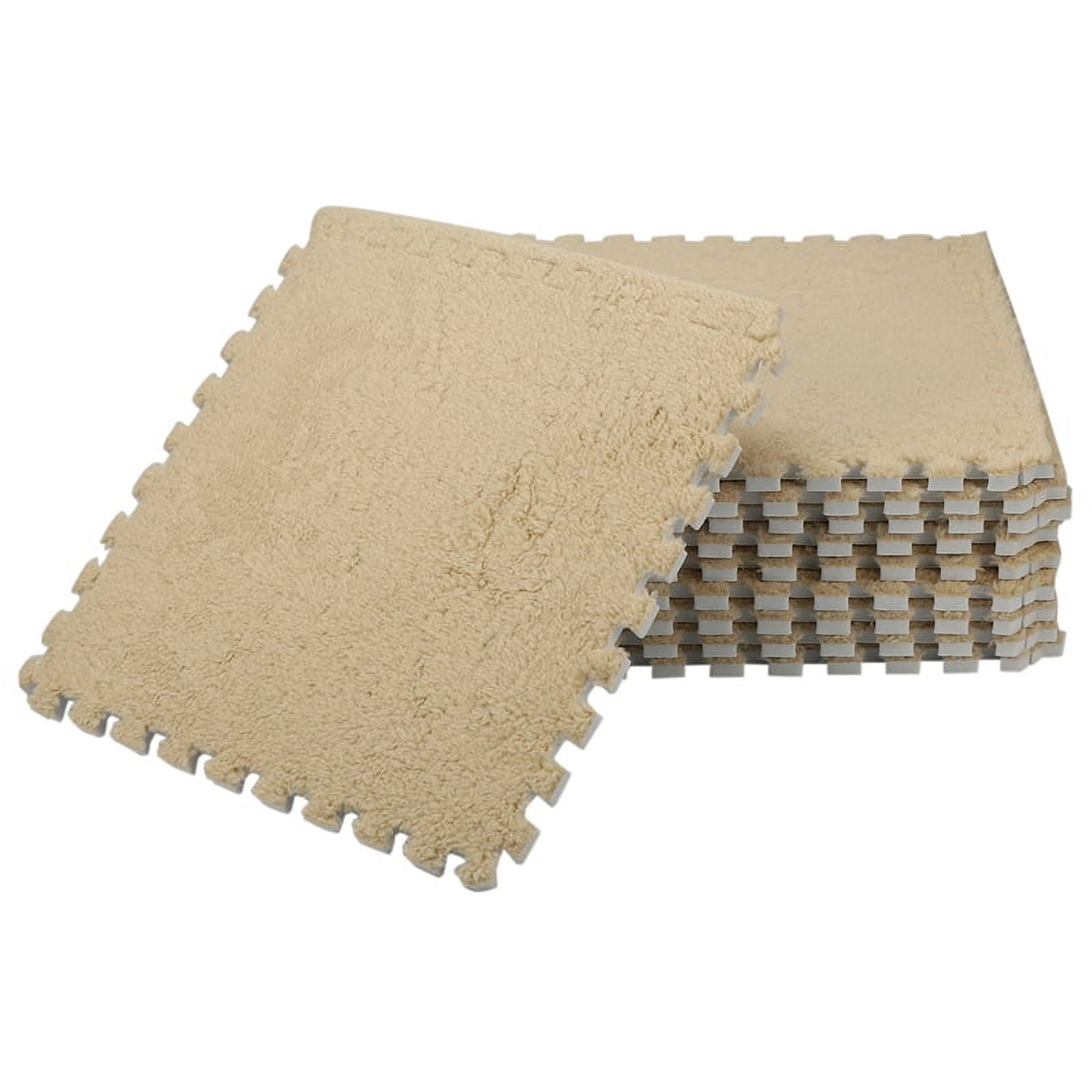10pcs Interlocking Carpet Tiles, Plush Puzzle Foam Floor Mat, Thickened  Plush Foam Interlocking Floor Mat for Bedroom Classroom, Carpet Squares 24  X
