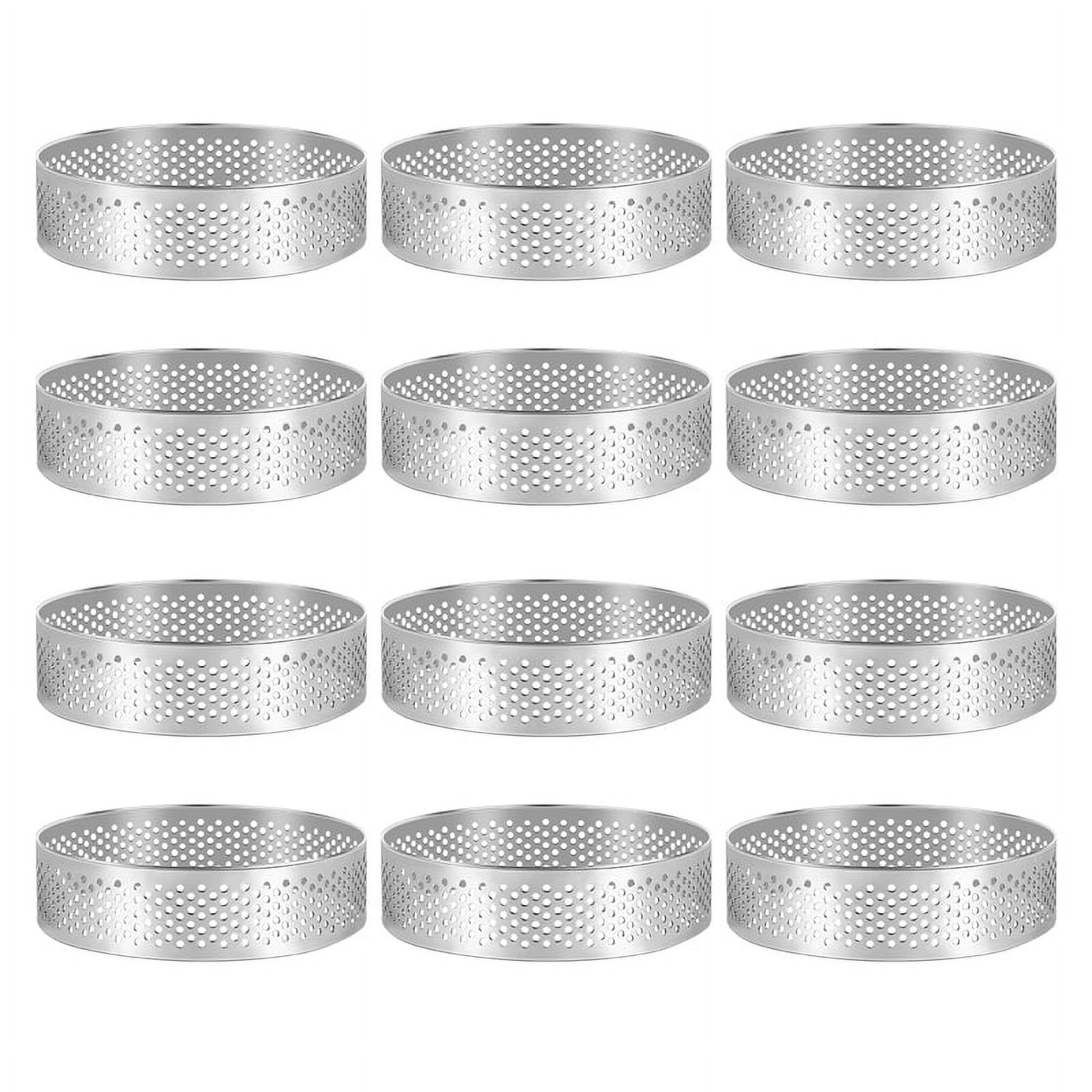 Winyuyby 12 Pack Stainless Steel Tart Rings 3 In,Perforated Cake Mousse