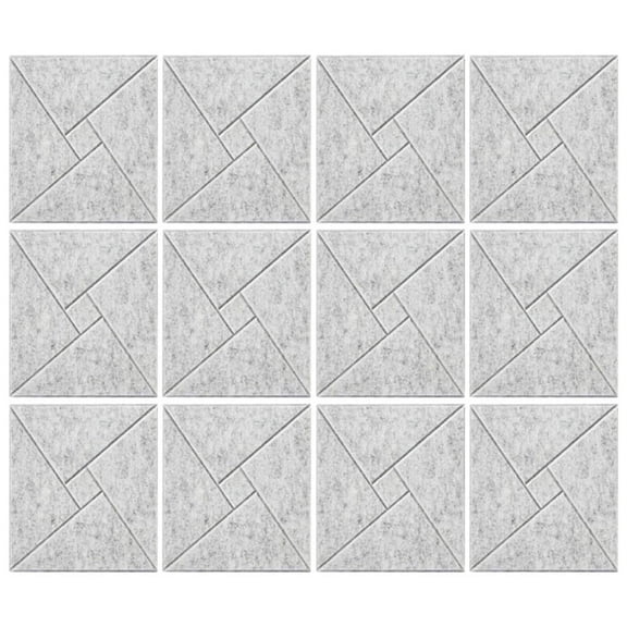 12Pcs Acoustic Panels with Self-Adhesive, 12x12x0.4In Sound Proof Foam Panels, Sound Absorbing Tile Gray Polyester
