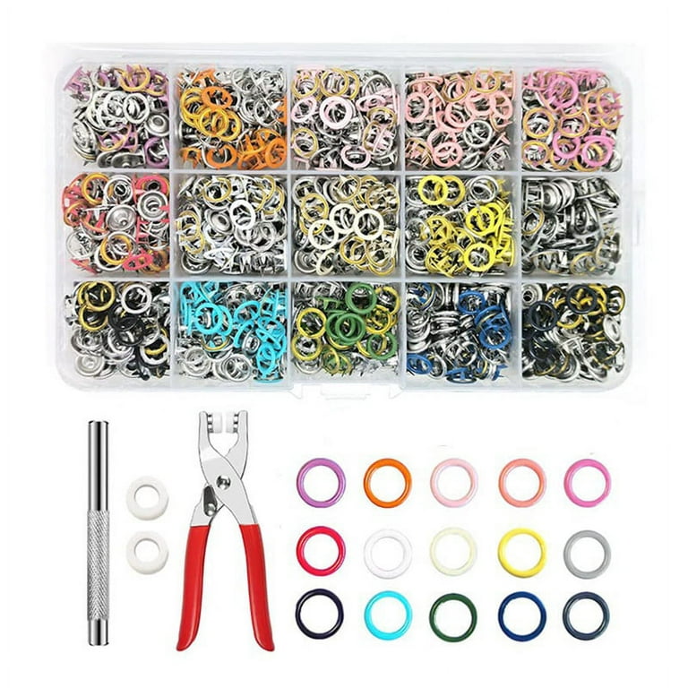 Winyuyby 300 Sets Ring Snap Button Kit,Metal Snaps with Snap Fastener Tool for Clothing,Crafting,Leather,Sewing(15 Colors), As Shown