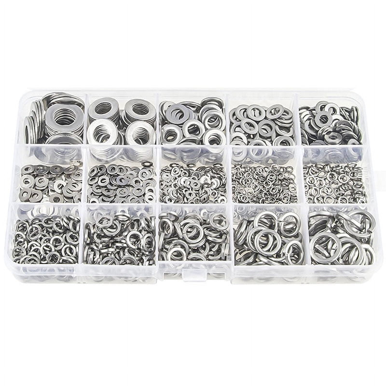 Winyuyby 304 Stainless Steel Flat Washer and Lock Washer Assortment Set