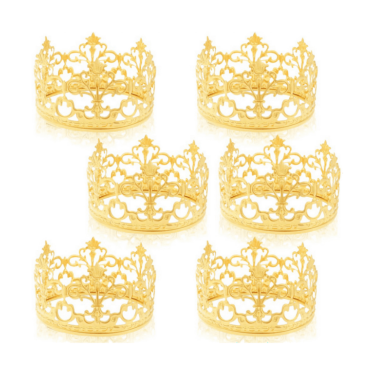 6pcs Gold Mini Crown Cake Topper Prince Princess Small Cupcake Toppers  Crown Wedding Birthday Cake